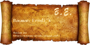 Bauman Ernák névjegykártya